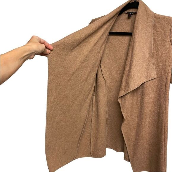 JACOB Vintage Wool Waterfall Wrap Cardigan Sweater Camel S - Picture 11 of 12